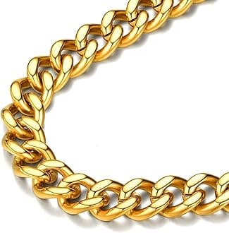 Men Curb Chain Necklace 18K Gold Plated/Stainless Steel/Black Chunky Double Tight Cuban Link Hip Hop Neck Chains for Men Boys 3.5MM/5MM/6MM/7MM/9MM/12MM 14''-30'' 8 Length Options (Send Gift Box)