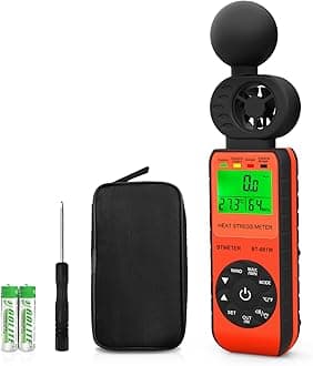 BTMETER BT-881W Heat Stress Meter Anemometer, Digital Indoor/Outdoor WBGT (Wet Bulb Globe Temperature) Meter with Wind Speed, Ambient Temp, Humidity Tester