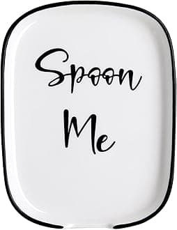 Ceramic Spoon Rest for Stove Top, Large Spoon Holder for Kitchen Counter, White Coffee Spoon Rest, Heat-Resistant Cooking Utensil Rest, Modern Farmhouse Kitchen Décor