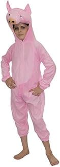 Kaku Fancy Dresses Fleece Pig Farm Animal Costume For Kids - Pink, 3-4 Years | Animal Fancy Dress For Boys & Girls