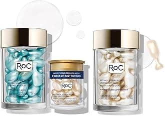 RoC Retinol Correxion Anti-Aging Wrinkle Night Serum (30 CT) + RoC Multi Correxion Hyaluronic Acid Night Serum Capsules (30 CT) & sample, Skin Care Routine Bundle