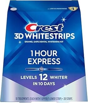 3D Whitestrips, 1 Hour Express, Teeth Whitening Strip Kit, 20 Strips (10 Count Pack)