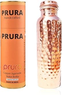 Hammered Copper Water Bottle – Pure Copper Water Vessel - Ayurvedic Water Bottle – Drink More Water – Large - Leak Proof
