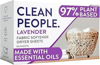 The Clean People Fabric Softener Sheets - Dryer Sheets - Softens & Removes Static Cling - Vegan Laundry Softener, Essential Oils (120 Count, Lavender)