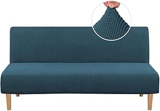 H.VERSAILTEX Armless Futon Cover Stretch Sofa Bed Slipcover Protector Elastic Feature Rich Textured High Spandex Small Checks Jacquard Fabric Futon Cover, Machine Washable, Deep Teal