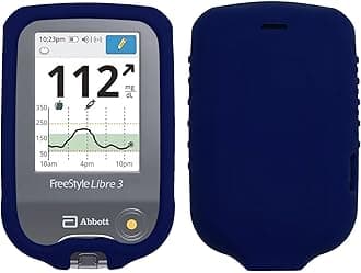 Premium Silicone Protective Cover Set (Screen Protector + Lanyard + Lanyard Patch) for Freestyle Libre 3/ Freestyle Libre 2 (Continuous Glucose Monitor) (Blue)