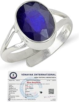 Reiki Crystal Products Natural Certified Silver Gemstone Adjustable Ring Yellow Sapphire Emerald Hessonite Turquoise firoza Ruby Manik Panna Pukhraj Neelam Stone Ring for Women Men