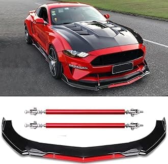 Universal Front Bumper Lip Chin Spoiler Splitter Diffuser Guard Wing Protector Trim Car Body Kit with Adjustable Support Splitter