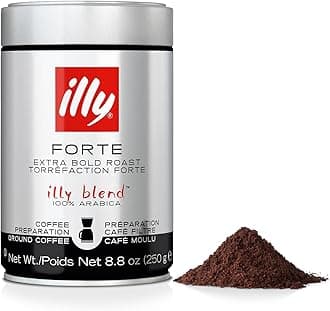 Illy Coffee, Ground Drip Forte, Extra Dark Roast, 100% Arabica Bean Bold Signature Italian Blend, No Preservatives, 8.8 Ounce (Pack Of 1)
