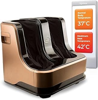 - Calf, Foot and Leg Massager Machine for Home - Pain Relief Massage for Legs - Heat + 4 Vibration Motors - Rolling, Kneading, and Shiatsu - Improve Blood Circulation, Dark Brown, 80W (LLM99)