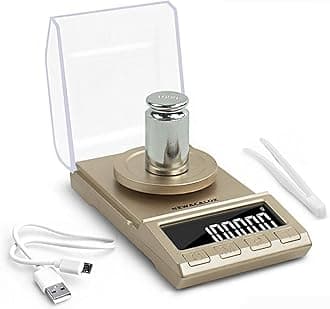 200G Digital Milligram Scale, High Sensitivity Small Portable Pocket Reloading Weighing Jewelry Power MG 200 x 0.001g Scale with 100g Calibration Weights Gold