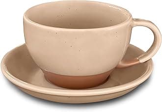 Mora Ceramic Latte Art Mug With Saucer - 10.5 oz, Round Bottom For Perfect Pours - Cafe Cups for Cappuccino, Espresso, Coffee, Tea etc - Porcelain Set for Baristas, Great Gift - Chai Latte