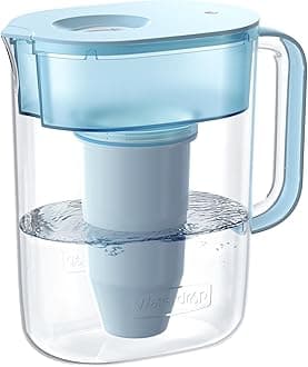 Waterdrop TDS Reduction Water Filter Pitcher with 1 Filter, 10-Cup, Multi-Stage Filtration System, Reduces PFOA/PFOS, Chlorine, and More, Blue