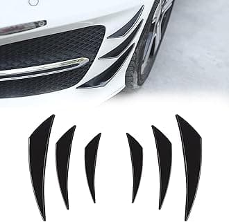 Car Spoiler Canards Kit Pack-6, Universal Front Bumper Lip Divider, Body Anti-Collision Diffuser, Soft Rubber External Decorative Stickers (Gloss Black)