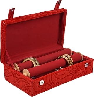 Kuber Industries Wooden Bangle Box For Woman|2 Rod Bangle Storage Box Organizer|Solid Lid & Handle|MAROON