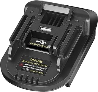 KUNLUN DM18M Battery Adapter for Makita 18V Tools Convert for Dewalt 20V Battery & Milwaukee M18 18V Battery to Makita 18V Battery BL1830 BL1840 BL1850 with USB Charging Port(Bare Adapter Only)