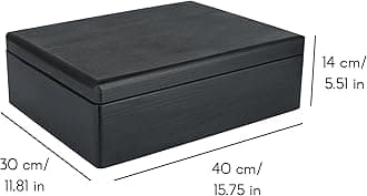 Creative Deco XL Black Wooden Box Storage with Hinged Lid | 15.8 x 11.8 x 5.5 inches (+-0.5) | Gift Box Kitchen Storage Document | Product NOT Intended for 15 Years OR Below