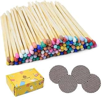 IGNITE EASE 4" Color Matches, 100 Count Extra Long Safety Wood Matches for Candles, Fireplace | Match Sticks with Striker, Box Match By IGNITE EASE