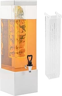 Restaurantware Bev Tek 3 Gallon Beverage Dispenser 1 Square Drink Dispenser For Parties - With Infusion Core Bamboo Base Clear Acrylic Drink Dispenser With Stand Easy-To-Use Spigot