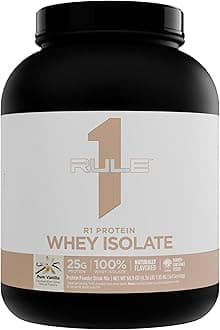 Rule 1 Naturally Flavored R1 Protein Whey Isolate - Clean Formula with 25g Protein & 6g BCAA Exclusively Isolated & Hydrolyzed Sources for Workout Recovery (4.3 Pounds*, Pure Vanilla)