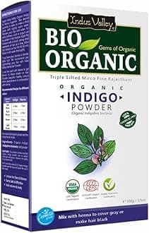 Indus Valley Bio Organic Natural Henna Hair Color For Grey Hairs -100gm (Indigo Leaf)