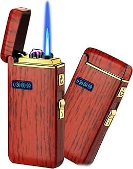 Electronic Lighter, USB Rechargeable, Smart Fingerprint Ignition, Flameless Windproof, Plasma Mute Cycle Charge, Indoor/Outdoor (Red)