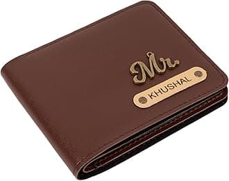 Men's Leather Wallet Name Leather Wallet for Mens - Customise Printed on Wallets - Brown
