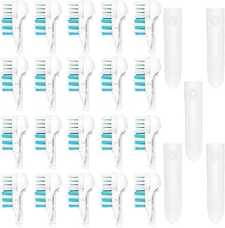 20Pcs Spinbrush Oral Toothbrush Replacements Heads Dual Cross Action Clean Attachments Sensitive Brush Refill Rotating Sets 3D White Fit for Oral B 4732 3733 4734