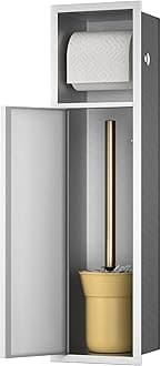 Toilet Paper Niche, Recessed Toilet Brush Holder with Cabinet, 304 Stainless Steel Toilet Paper Holder for Bathroom Renovation (Silver)