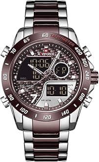 Men's Multifunction Waterproof Sport Analog Digital Quartz Watch with Chronograph Dual Time