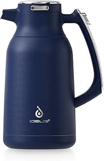 IDEUS 68 oz Stainless Steel Thermal Coffee Carafe, Double Wall Insulated Vacuum Flask, Water Coffee and Beverage Dispenser, 12 Hour Heat 24 Hour Cold Retention, Navy Blue