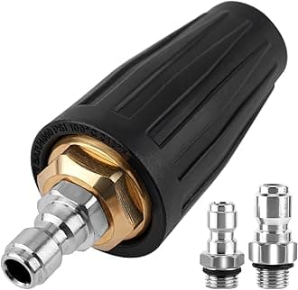 lasuroa Turbo Nozzle Pressure Washer Tips 4000PSI Max. 5000PSI 4.0GPM Quick Release Power Washer Nozzle Tips Stainless Steel Rotating Spray Nozzle with 1/4'' 3/8'' Quick Connectors for Car & Outdoor
