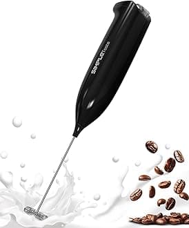 Milk Frother Handheld Electric Foam Maker, Drink Mixer with Stainless Steel Whisk for Cappuccino, Bulletproof Coffee, Latte, without Stand, Black, Battery Operated