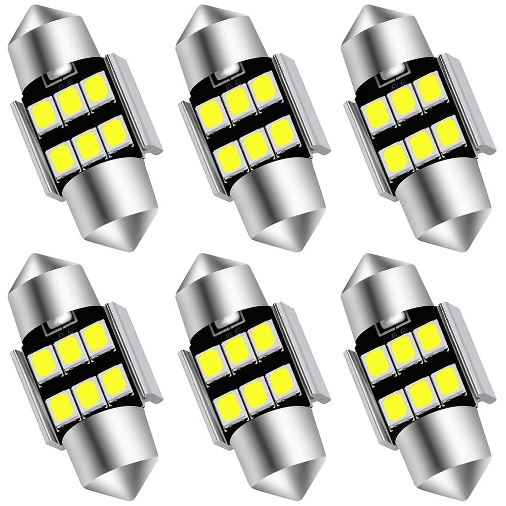 AUXLIGHT 6614 6641 6612F 6615 F30-WHP TS-14V1CP 29MM 1.14”Festoon LED Interior Light Bulbs 6000K Xenon White, Super Bright 6SMD Chips for Car SUV Truck Sunvisor Vanity Mirror Lights (Pack of 6)