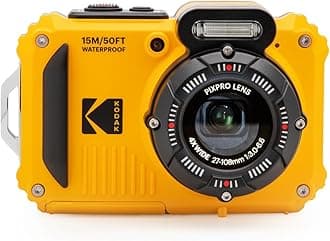 KODAK Pixpro WPZ2 - 16M Pixel Compact Digital Camera, Waterproof to 15m, Shockproof, 720p Video, 2.7" LCD Screen - Li-ion Battery, Yellow