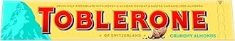 Toblerone of Switzerland Crunchy Almonds Swiss Milk Chocolate with Honey and Almond Nougat & Salted Caramelised Almonds, 100 Gram