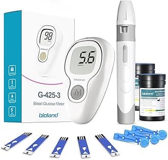 Bioland Blood Glucose Monitor Kit - Diabetes Testing with 50 Test Strips & Lancets，Dual Unit Conversion (mmol/L/mg/dL)，Fast & Accurate Results