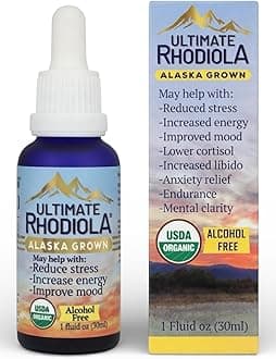 Ultimate Rhodiola®, Alaska Grown, Alcohol Free, Certified Organic, Rhodiola rosea Tincture, CO2 extracted, Reduce Stress, Improve Energy and Mood, adaptogen, nootropic, 3rd Party Tested