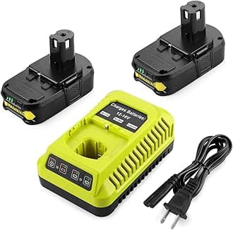 2Pack 18Volt P102 Replace for Ryobi 18V Batteries and Charger Combo 3.5A, for 18 Volt ONE Plus P103 P104 P105 P107 P109 P190 P191 P122 for Ryobi 18v Lithium Battery