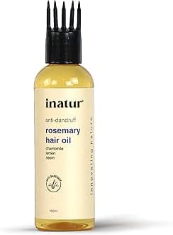 inatur Rosemary Hair Oil | Reduce Hair Fall, Control Dandruff, Promote Hair Growth | With Chamomile, lemon & Neem | Mineral Oil & Chemical Free | Pure & Natural | For Men & Women | 100ml