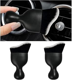 2PCS Car Interior Dust Brush, Soft Scratch Free Auto Detailing Brushes, Universal Vehicle Interior Cleaning Tool for Automotive Dashboard, Air Vents, Leather (Black & White)