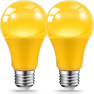 JAHEKS LED Yellow Bug Light Bulbs for Outdoor Indoor Porch, 9W LED Color Bulb for Outside, 60W Equivalent, 2000K Amber Light Bulb, Ideal for Bedroom, Patio, Deck, Backyard, Hallway, 2-Pack