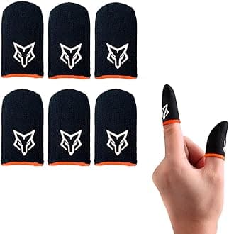 Finger Sleeves Breathable Touchscreen for Mobile Games V1 (6pcs) Profesional Finger Gloves Gamer PUGB Free Fire COD (Black/Orange)