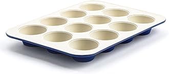 GreenLifeHealthy Ceramic Non-Stick 12-Cup Muffin Tray, PFAS-Free, Royal Blue