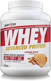 Whey Protein Powder | High Protein Shake for Muscle Growth & Recovery | Low Sugar Gym Supplement | Sports Nutrition Drink + Amino Acids (2010g, Caramel Biscuit)