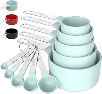 TILUCK Measuring Cups & Spoons Set, Stackable Cups and Spoons, Nesting Measure Cups with Stainless Steel Handle, Kitchen Gadgets for Cooking & Baking (Green)