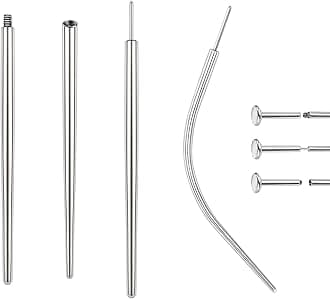 BodyAce 14G 16G 18G 20G Piercing Taper, Stainless Steel Threadless Insertion Pin Screw On Assistant Tool, Curved Body Piercing Stretching Kit for Ear/Nose/Navel/Lip/Eyebrow