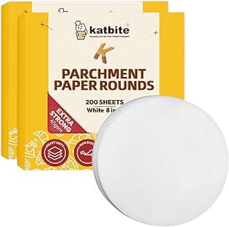 Katbite 8 Inch 400Pcs Parchment Paper Rounds, Round Parchment Paper Cake Baking, Freezing, Patty Separating, Tortilla Wrapping(2 Pack of 200Pcs)