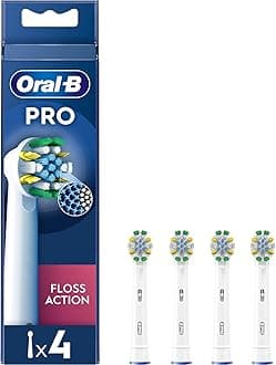 Oral-B Pro Floss Action Electric Toothbrush Head, X-Shaped and Interdental Bristles for Deeper Plaque Removal, Pack of 4 Toothbrush Heads, White