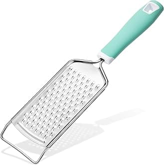 Rainspire Professional Cheese Graters for Kitchen Stainless Steel Handheld, Metal Lemon Zester Grater With Handle For Cheese, Chocolate, Spices, Kitchen Gadgets And Tools, Soft Grip Handle, Mint Green